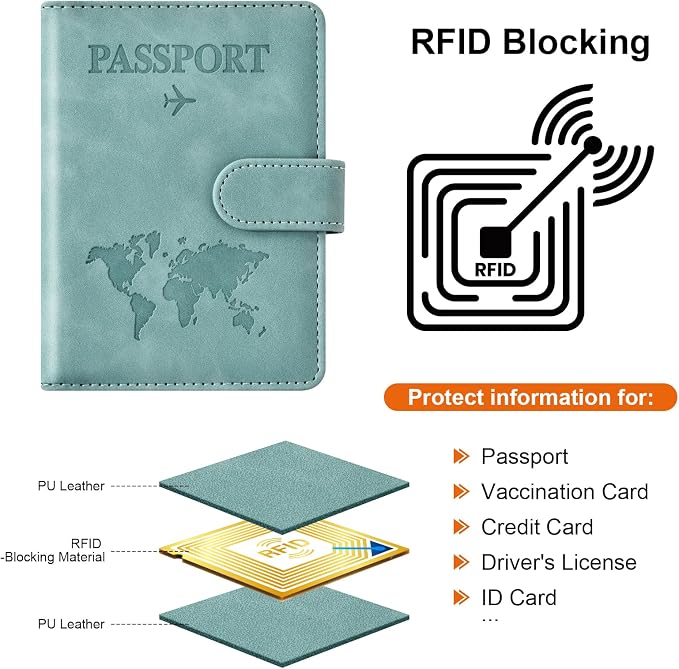 Eoehro Passport Holder for Travel Essentials, Passport Wallet Cover Case for - Image 4