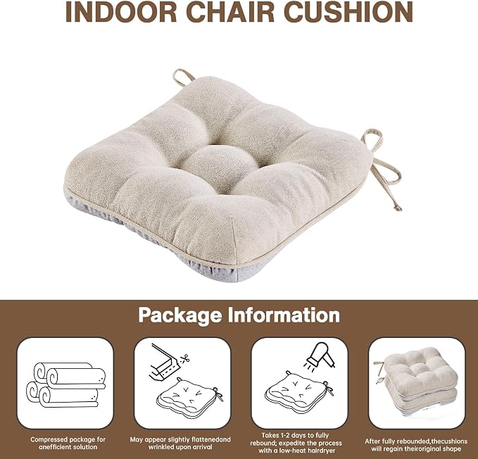 BETU Chair Cushions for Dining Chairs Set of 6, 3.5" Thick Kitchen Table Chair - Image 9
