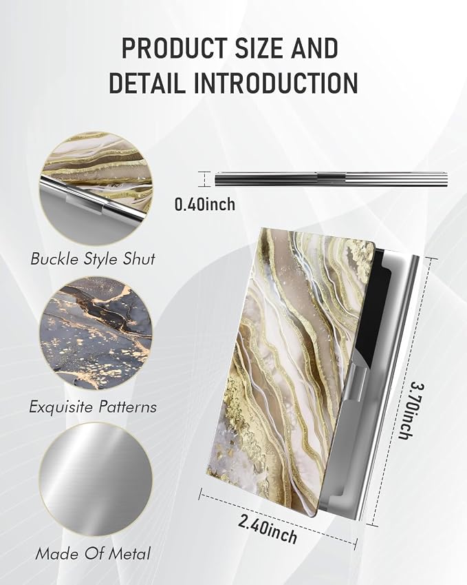 Business Card Metal Slim Organizer, Professional Stainless Steel Square Pocket - Image 3