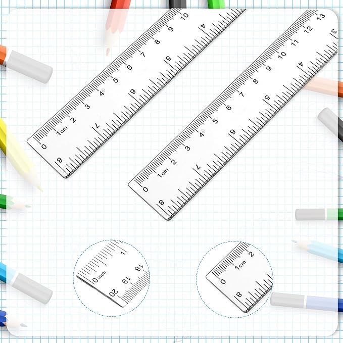 3 Pack 8 Inch Ruler Set Plastic Straight Ruler Transparent Measuring Tool - Image 3