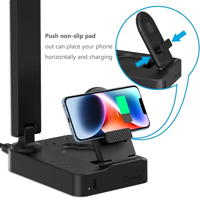 Drevet LED Desk Lamp with Wireless Charger, Desk Table Light with USB Charging - Image 6