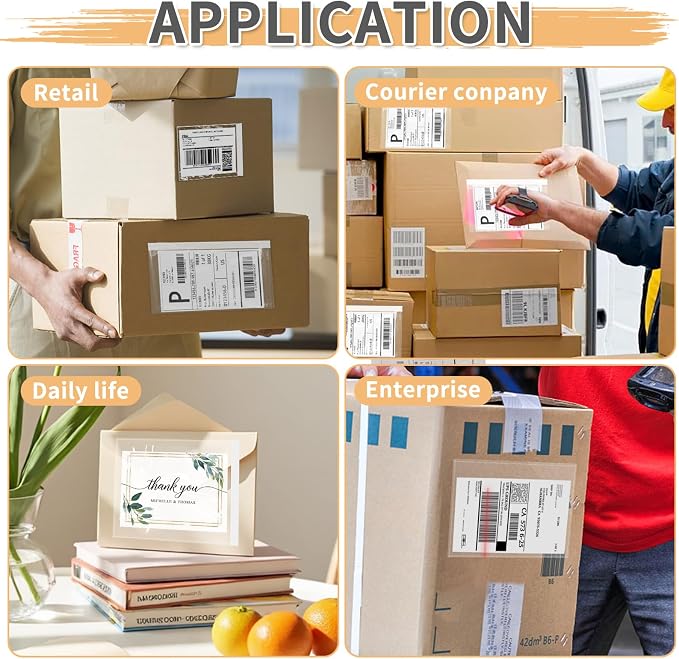 6" x 9" Shipping Label Sleeves Plastic Envelopes Self-Adhesive Top Loading - Image 6