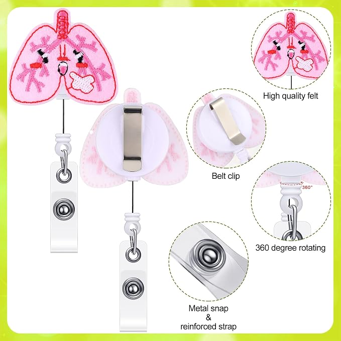 Zonon 8 Pcs Nurse Badge Reels Pediatric Badge Reels Cute Felt Retractable Funny - Image 3