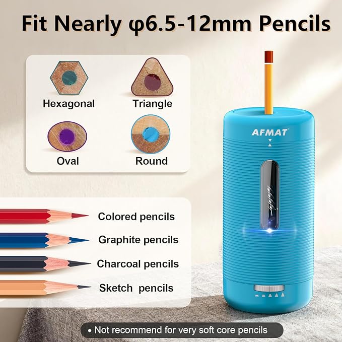 AFMAT Electric Pencil Sharpener, Fully Automatic Pencil Sharpener, Auto in & Out - Image 6