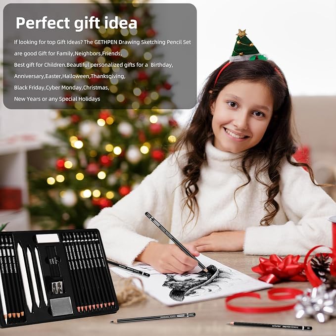 Drawing Sketching Pencil Set, 24 Piece Pro Artist Sketch Kit - Image 7