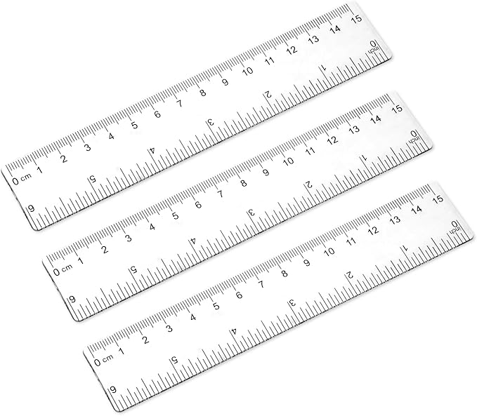 3 Pack 6 Inch Ruler Set Plastic Straight Ruler Transparent Measuring Tool by KALIONE