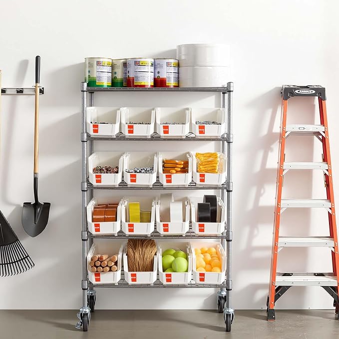 VEVOR 5-Tier Rolling Bin Storage Rack, 16 Organizer Bins, Bin Rack Storage - Image 2