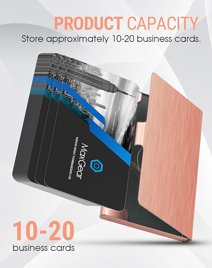 MaxGear Stainless Steel Business Card Holder, Slim Card Case, Rose Gold | Soft - Image 3