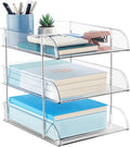 Desk Organizers and Storage, 3 Tier Clear Heightened Stackable Paper Tray by Noger