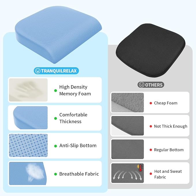 TranquilRelax Large Seat Cushion, Memory Foam Cushion - Image 3