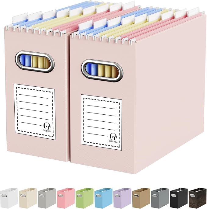 Oterri File Organizer Box, Portable Collapsible Cardboard File Folder Organizer by Oterri