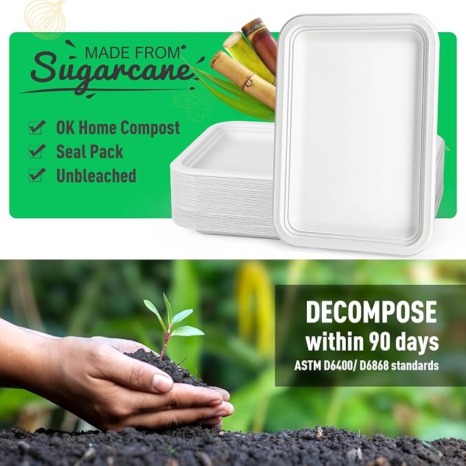 Gezond 50 Pack 14 Inch Disposable Food Trays Eco-friendly Heavy-Duty Large - Image 3