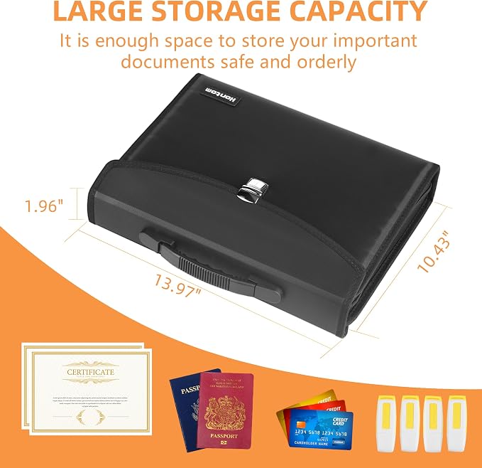 Hontom Accordion File Organizer, 24 Pockets Fireproof Expanding File Folder - Image 6