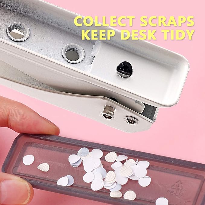 Single Hole Puncher, 1/4" Hole, 20 Sheet Capacity, Ivory White, 1 Pack | Metal - Image 5