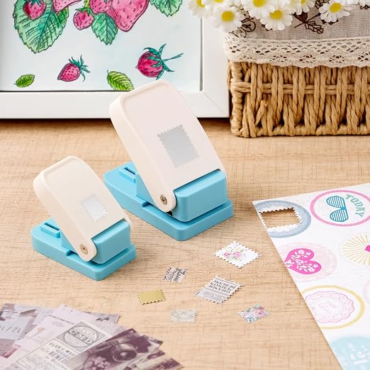 2 Pcs Stamp Punch, 1x0.8inch & Mini 0.6x0.5inch Rectangle Postage Stamps Shaped - Image 5