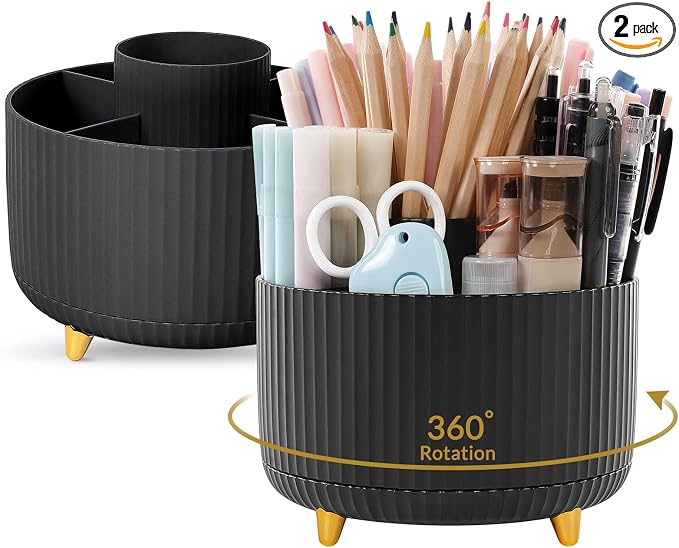 SKYDUE 2 Pack Pen Holder, 360 Degree Rotating Pencil Holder by SKYDUE