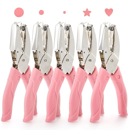 Jucoan 5 Pack Single Hole Punch Metal Handheld Small Hole Puncher by Jucoan