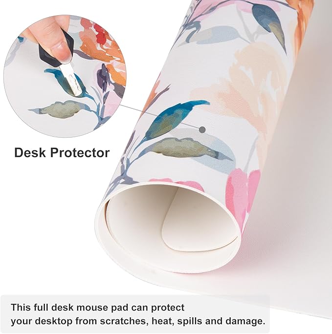 QiyI Floral Mouse Pad, Watercolor Flowers Desk Mat - Image 5