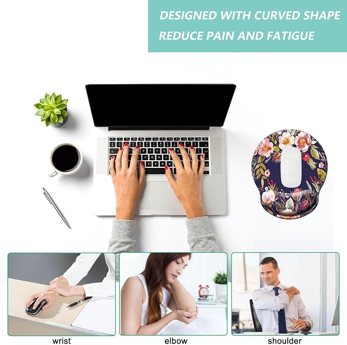 Mouse Pad with Wrist Support, Ergonomic Mouse Pad with Memory Foam Wrist Rest - Image 5