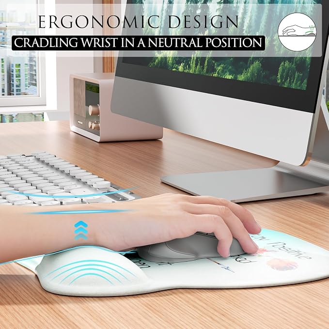 MROCO Ergonomic Mouse Pad with Gel Wrist Rest, 9.4 x 8.1 in, Feather Arrow | - Image 4
