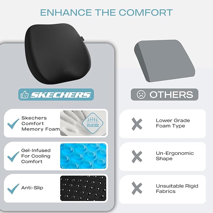 Skechers Seat Cushion Premium Gel & Memory Foam-Office Chair Cushion - Image 5