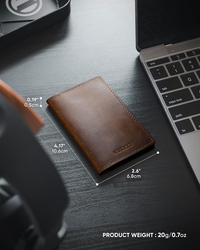 VULKIT Genuine Leather Business Card Holder 2 Sided Slim Business Name Card - Image 5