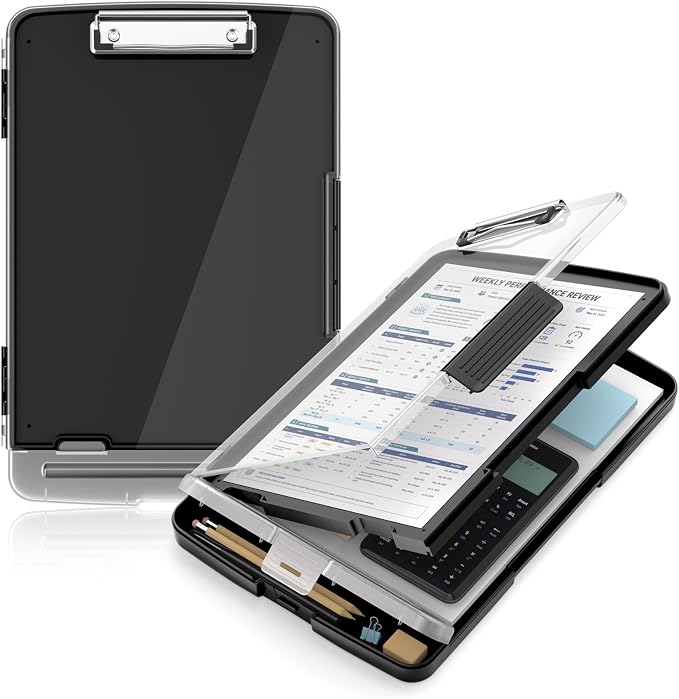 Clipboard with Storage and Pen Holder, Heavy Duty with Dual Compartment by ORGANIZEEASYWORKSTEADY