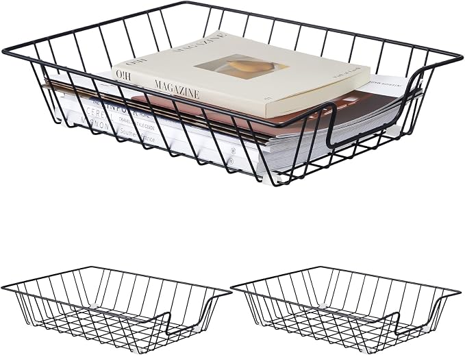 Yeaqee 3 Pcs Letter Tray Wire Paper Trays Stackable File Desk Organizer Metal by Yeaqee