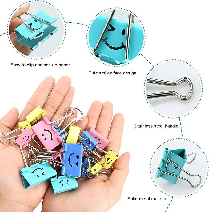 100 Pack Binder Clips Paper Clamps Assorted Sizes and Colors Cute Binder Clips - Image 5