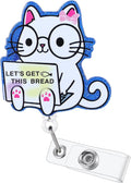 Let's Get This Bread Funny Badge Reel, Cute Cat Retractable ID Card Badge Holder by BEZTN