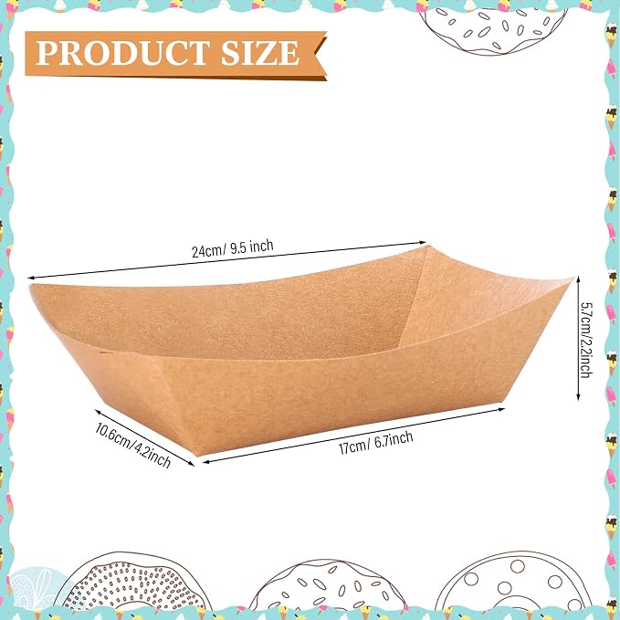 Sherr 200 Pcs 5 lb Kraft Paper Food Trays Boats Bulk, Disposable Nacho Kraft - Image 2