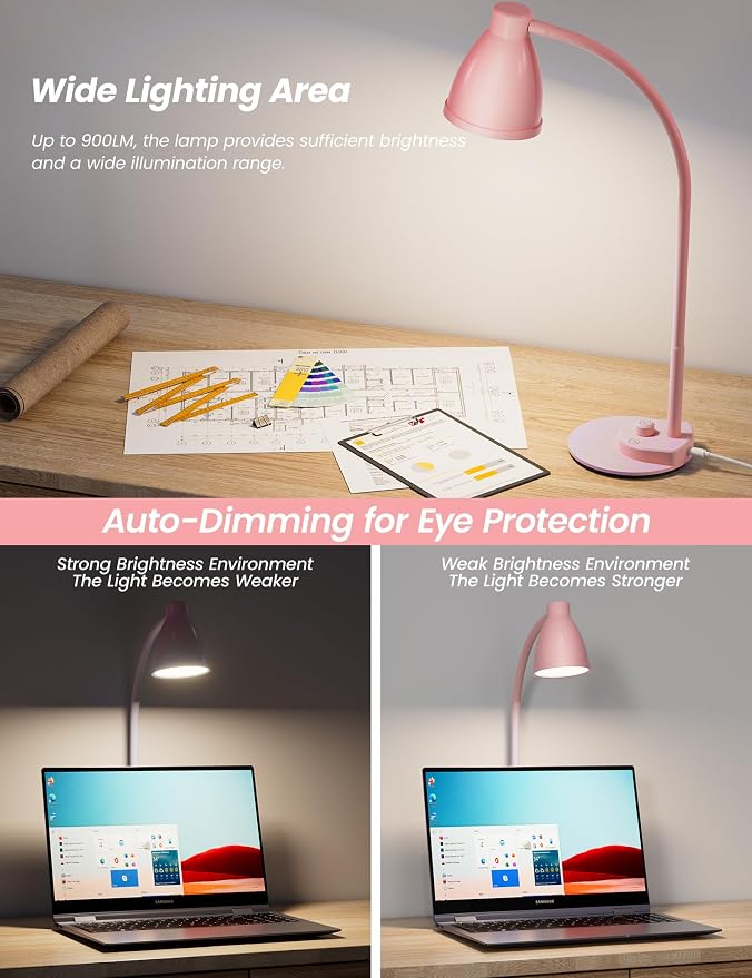 BOHON Cute Desk Lamp with USB Charging Port, 3 Color Modes Dimmable, Flexible - Image 5