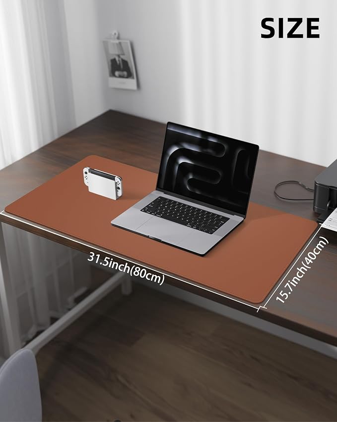 Leather Desk Pad Protector, Mouse Pad, Office Desk Mat, Non-Slip PU Leather - Image 5