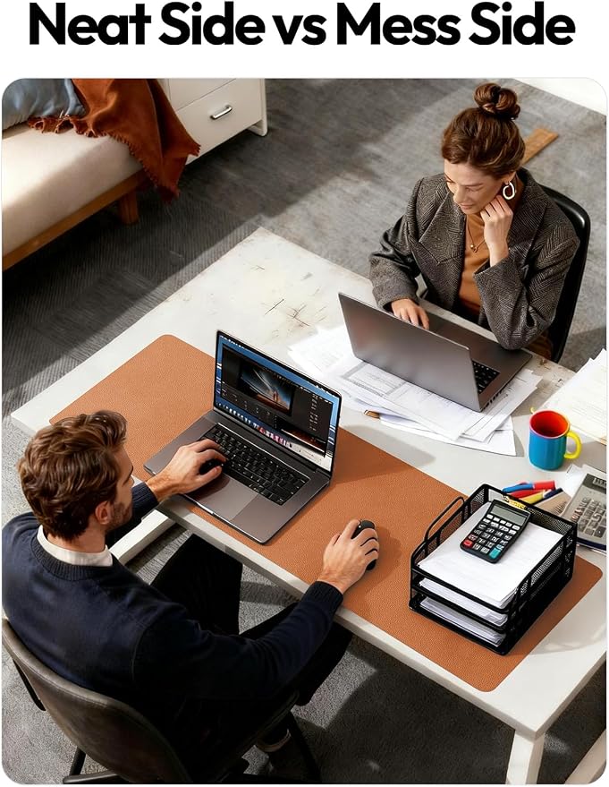 YSAGi Leather Desk Pad Protector, Office Desk Mat, Large Mouse Pad, Non-Slip PU - Image 6