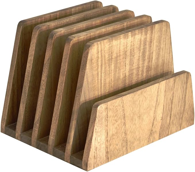 KIRIGEN Wooden Desk Mail Organizer, 5-Slot File Holder and Letter Sorter by KIRIGEN