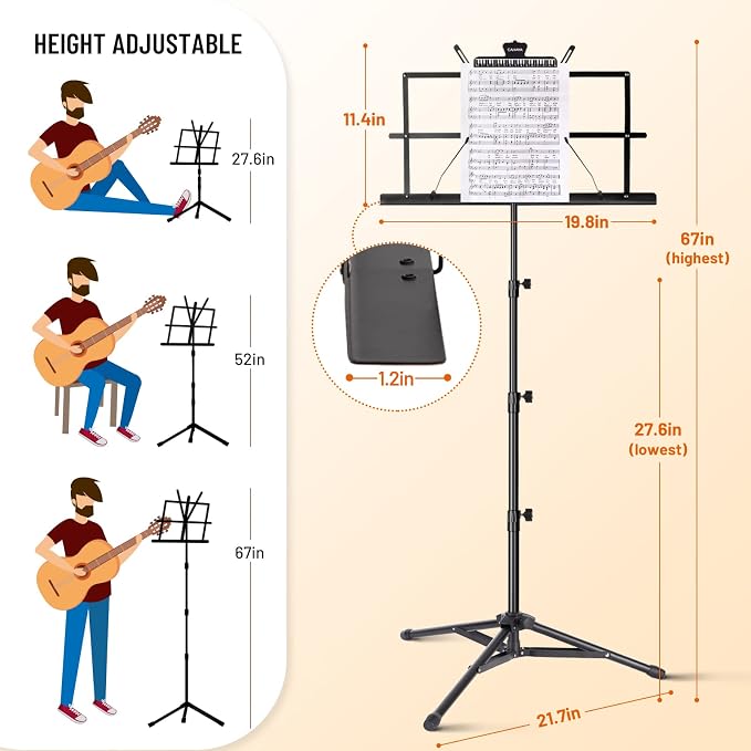 CAHAYA Portable Sheet Music Stand: Dual Use Desktop Book Holder Folding - Image 6