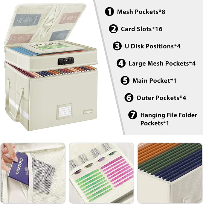 DocSafe File Box with Lock, Large Portable Home Office Filing Box - Image 2