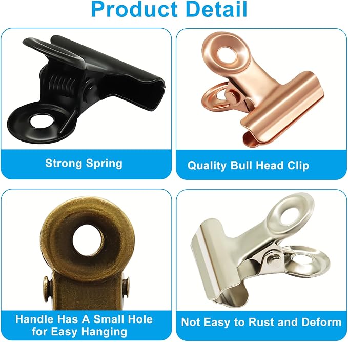 Bonsicoky 40 Pack Bulldog Clips, 0.87 inch / 22mm Mini Metal Hinge Clips - Image 5