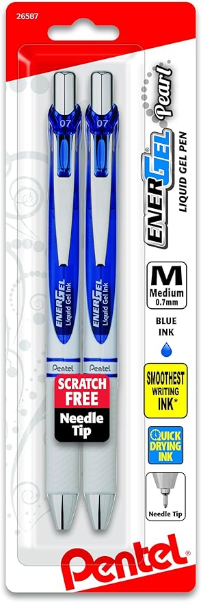 Pentel EnerGel Pearl Retractable Liquid Gel Pen, Needle Tip Medium Line by PentelofAmerica