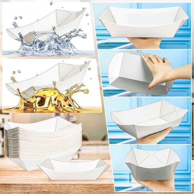30 Pack Extra Large 5LB Paper Food Boats Trays Disposable Paper Boat, Heavy - Image 4