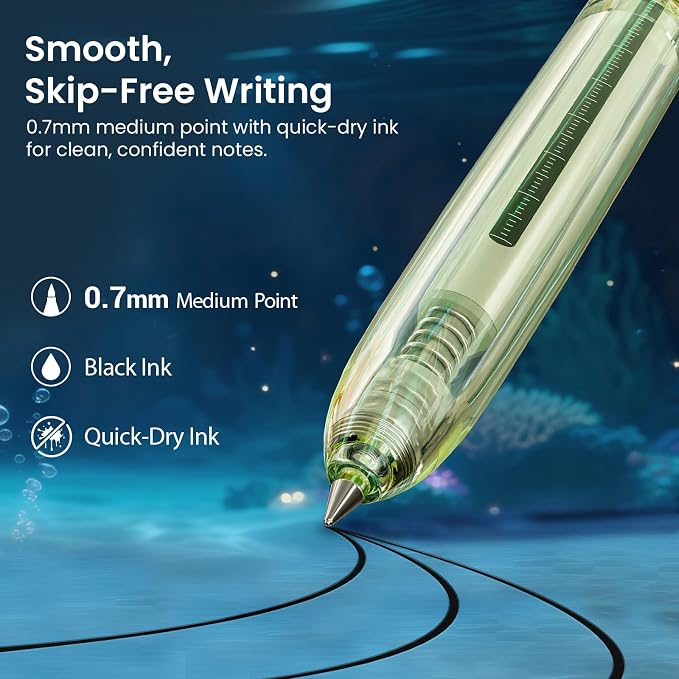 WRITECH Gel Pens Medium Point: Luminous pen set 0.7mm Black Ink Includes 2 Pens - Image 3