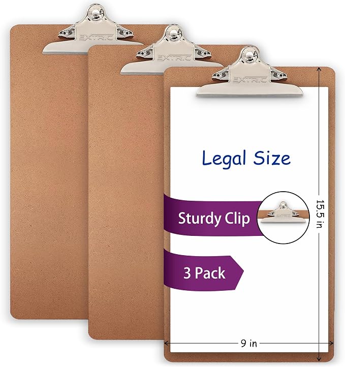 3 Clipboards, Legal Size Clipboard, Clip Board by EXTRIC