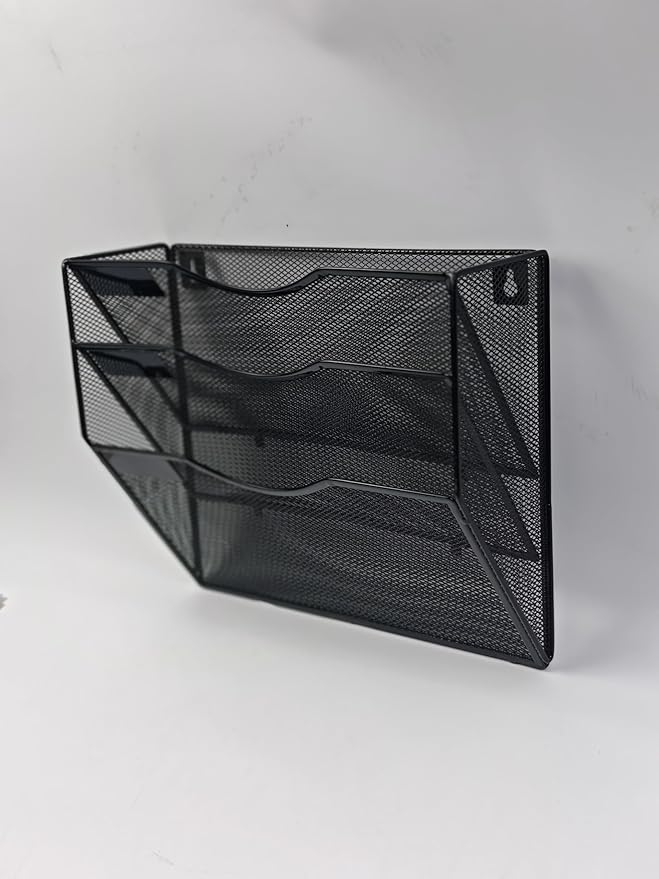 SUPEASY 3 Tier Wall File Organizer, Large Capacity Metal Mesh Hanging File by SUPEASY