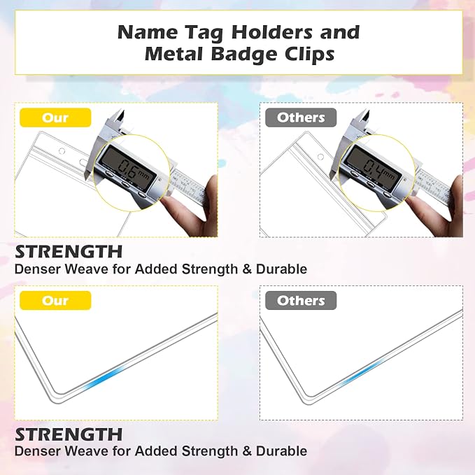 100 Sets Badge Holders and Metal Clips Clear Horizontal Name Tag ID Card Holder - Image 4