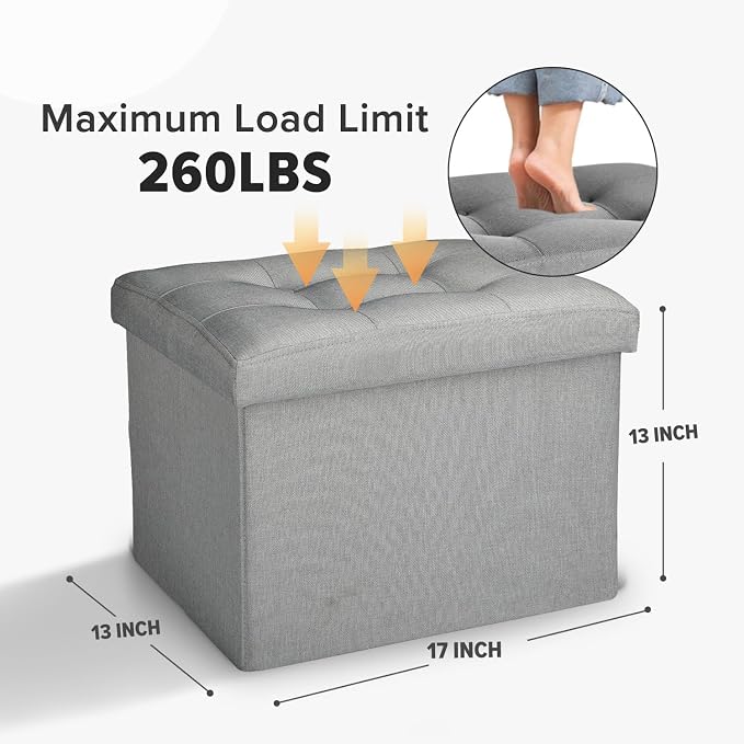 LINMAGCO Small Storage Ottoman Stool Foot Rest Stool Under Desk Stool Short - Image 2