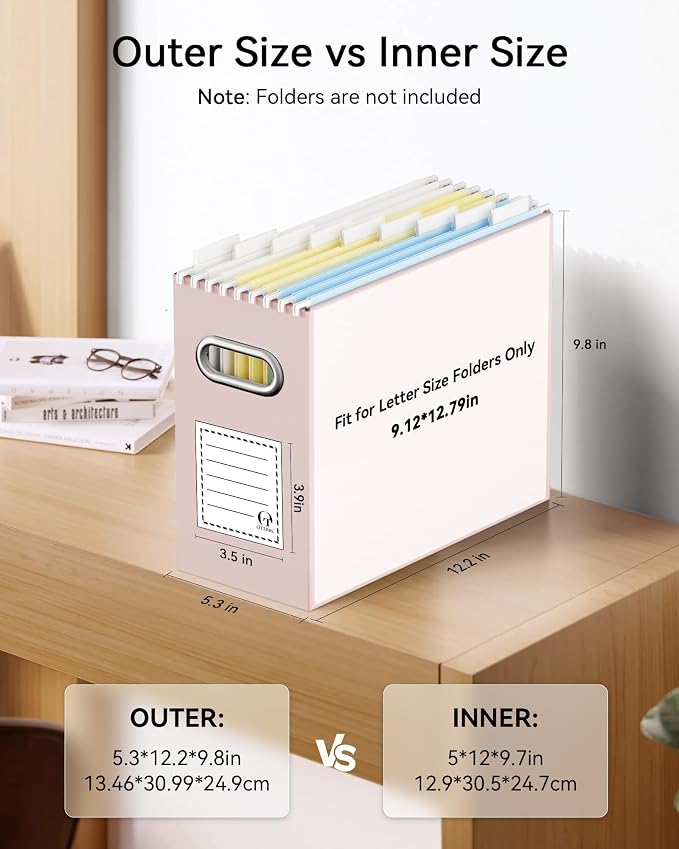 Oterri File Organizer Box, Portable Collapsible Cardboard File Folder Organizer - Image 2