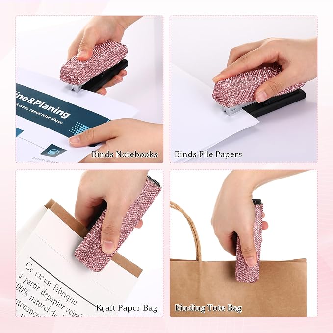 Yexiya Pink Sparkle Bling Stapler - Image 6