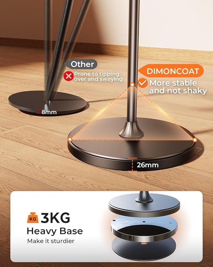 DIMONCOAT [Height-Adjustable & 360° Rotation Tablet Floor Stand Stable Base | - Image 4