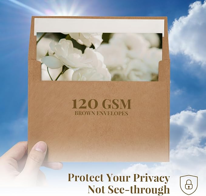 A2 Brown Kraft Envelopes 100 Pack, Goefun 4.375 x 5.75 Printable Greeting Card - Image 5