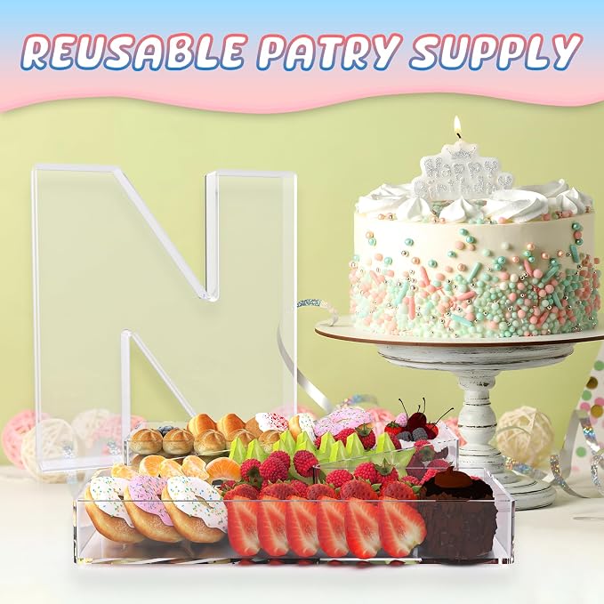 13.8" Extra Large Acrylic Letter Charcuterie Board Box, Reusable Fillable - Image 5